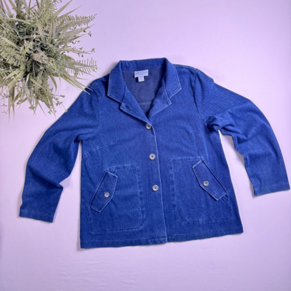 The Tog Shop Petites Stretch Denim Blazer Jacket PM - Picture 2 of 7